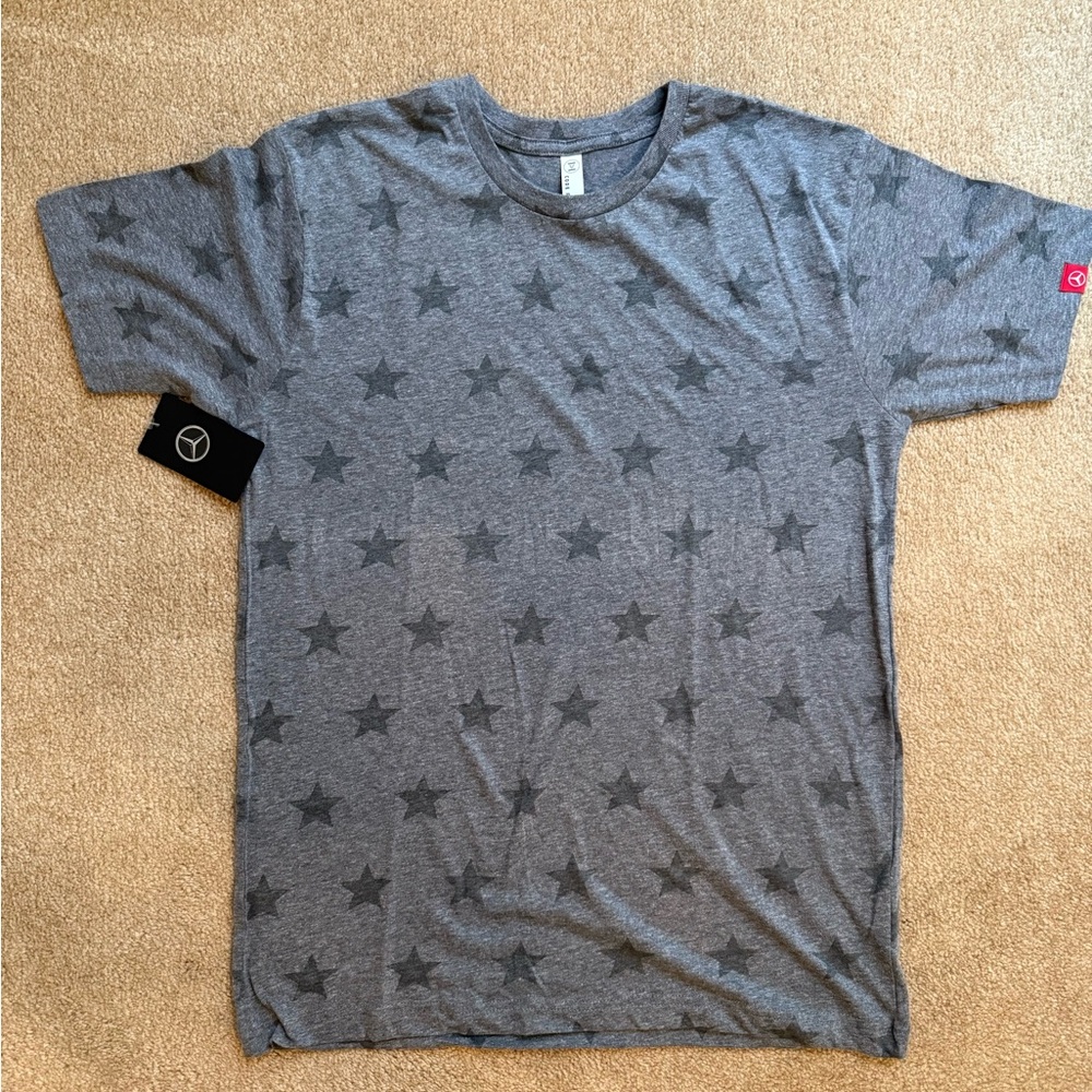 Mercedes Benz merchandise Gray Star Pattern T-Shirt Sz M
